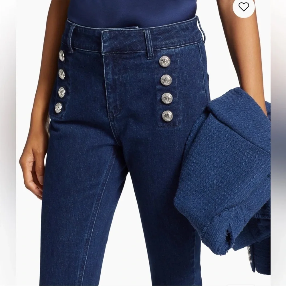 NWT GENERATION LOVE Justine Straight Leg Denim Pants Silvertone Buttons